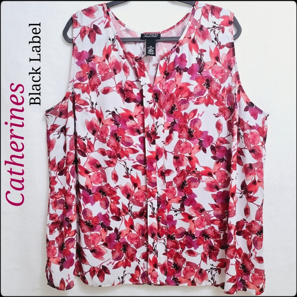 Catherines, Floral Sleeveless Blouse, Size 2X